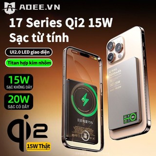 Sạc dự phòng không dây Qi2 15W E16, dung lượng 10000mAh hỗ trợ sạc nhanh PD Thiết kế từ tính thông minh màn hình LED