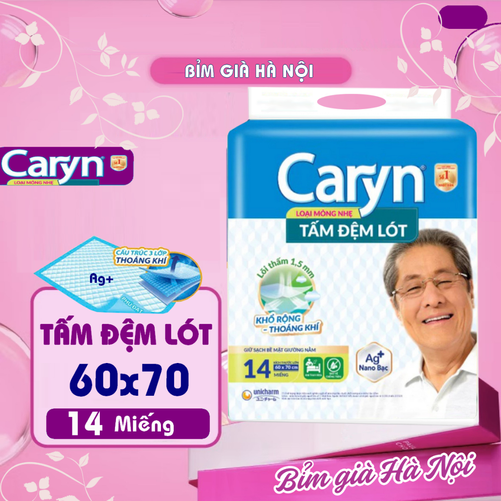 Lót già Caryn XL 60x70 siêu thấm 5 lớp #lót già #lót người già #tấm lót già Caryn #bỉm caryn #lót caryn #lót già caryn