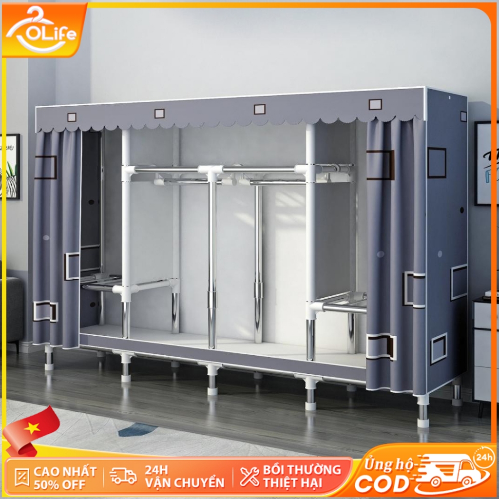 𝐎𝐥𝐢𝐟𝐞 Tủ Vải Khung Thép Titan Tủ Đựng Quần Áo Lắp Ráp Đa Năng Tủ Quần Áo Tiện Lợi