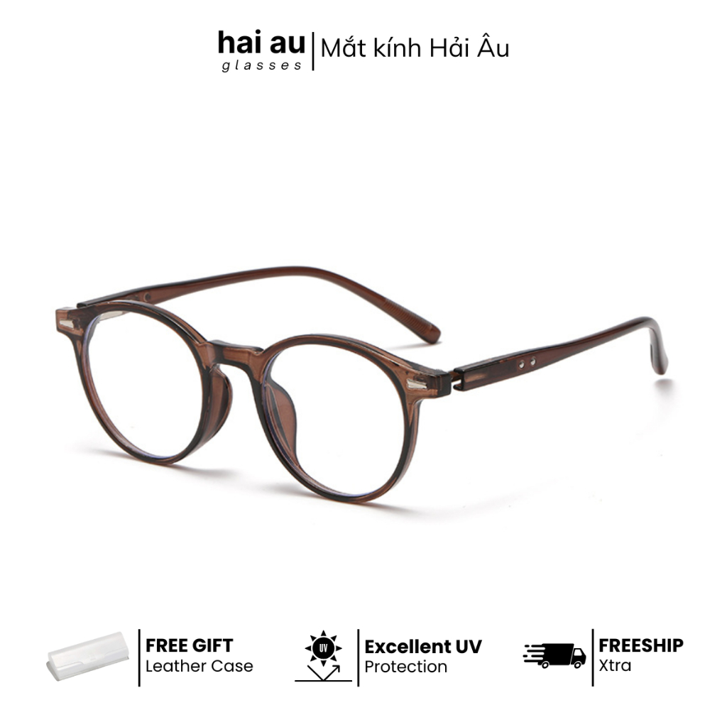 Kính Cận Thị Nam Nữ Thời Trang Gọng Kính Nhựa Lõi Kim Loại Dáng Kính Mắt Mèo Tròn Dành cho HSSV 8008