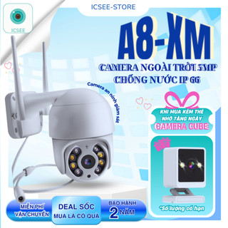  Camera iCSee ngoài trời A8-XM 5MP  Chuẩn chống nước IP66 - Đàm thoại 2 chiều- Xoay 360 độ 