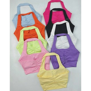 Áo Croptop Cổ Yếm Nhún Lưng Thể Thao Nữ Tập Gym, Yoga, Aerobic, Pilates