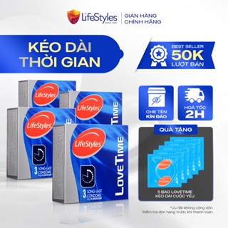 Combo 4 hộp Bao cao su kéo dài thời gian quan hệ LifeStyles Love Time - Hộp 3 bao