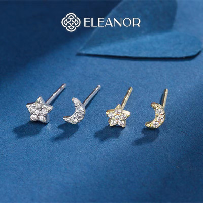 Bông tai nữ chuôi bạc 925 Eleanor Accessories ngôi sao đính đá phụ kiện trang sức khuyên tai 10478