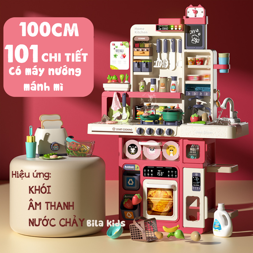 Đồ chơi nấu ăn cho bé cỡ lớn, mô phỏng nấu bếp thật có vòi nước, khói, Đồ chơi…