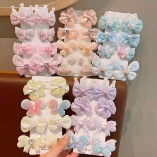 Set 10 Kẹp Tóc Nơ Màu Pastel, Nơ Vương Miện Công Chúa Dễ Thương Cho Bé Gái