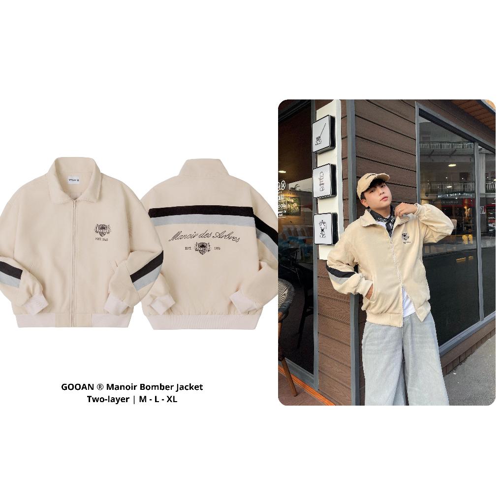 Bomber Varsity Jacket Nam Nữ "Manoir des Arbres" Gooan - Khoác Bomber 2 Lớp, Form Rộng Unisex, Vinta
