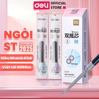Combo 10 20 Ruột Bút Gel Deli Mực Đen Xanh Đỏ Nhanh Khô Ngòi ST 0.5mm Thiết Kế Phối Màu Vui Nhộn