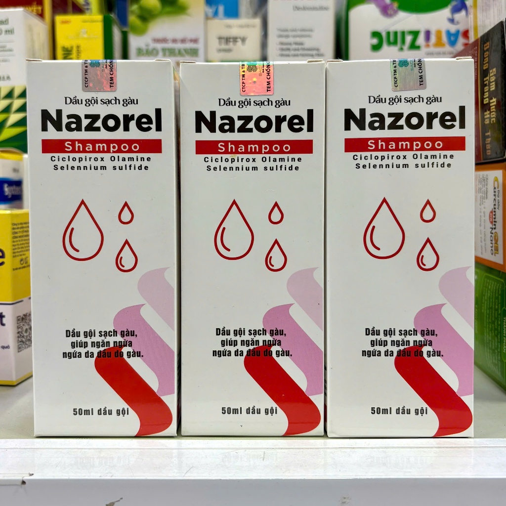Dầu gội sạch gàu Nazorel Shampoo giúp ngăn ngừa ngứa da đầu do gàu (50ML)