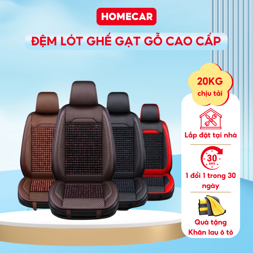 Lót Ghế Ô Tô – Bọc Ghế Ô Tô – Áo Ghế Ô Tô Lót Liền Hạt Gỗ Trơn Nhẵn Chống Nóng, Massage Lưng Hiệu Qu