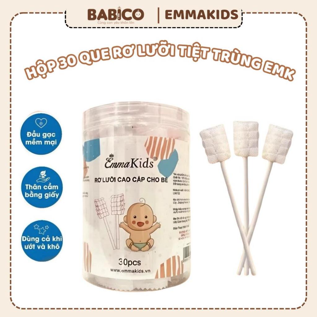 Hộp 30 que gạc rơ lưỡi, que tưa lưỡi vệ sinh răng miệng cho bé hãng EmmaKids , dùng được cho bé sơ sinh và trẻ nhỏ