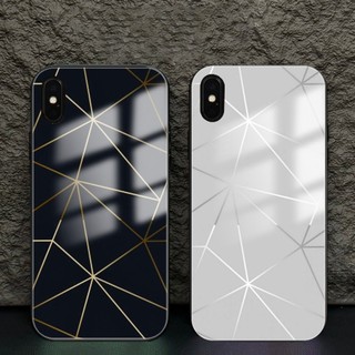  Ốp Lưng mặt kính cho IPHONE X  XS  XS MAX – Hoạ tiết Hình Học – Cao cấp chống trầy thời trang 