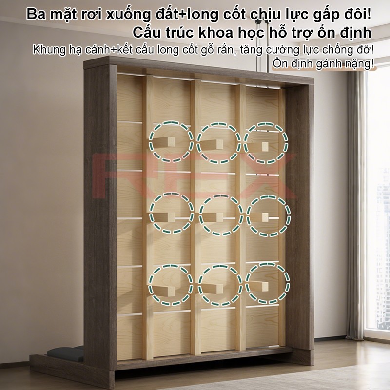 REX Giường gỗ tự nhiên cao cấp  giường đôi 1m5-1m8 có ngăn chứa đồ tiện lợi cho gia phong cách hiện đại | BigBuy360 - bigbuy360.vn