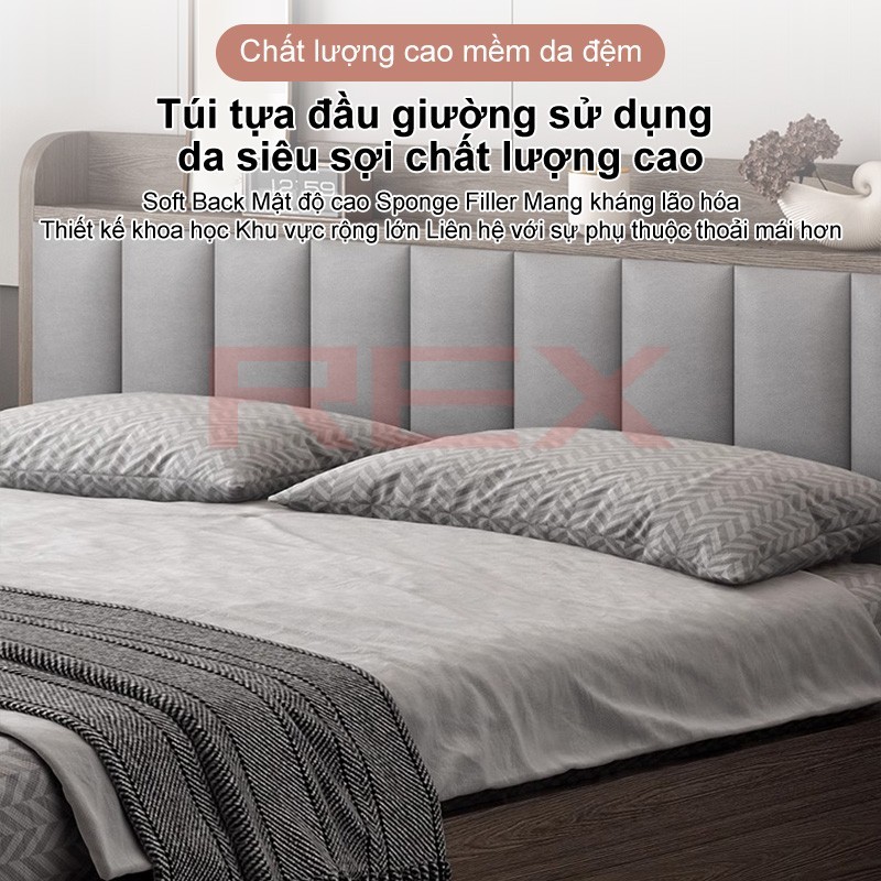 REX Giường gỗ tự nhiên cao cấp  giường đôi 1m5-1m8 có ngăn chứa đồ tiện lợi cho gia phong cách hiện đại | BigBuy360 - bigbuy360.vn