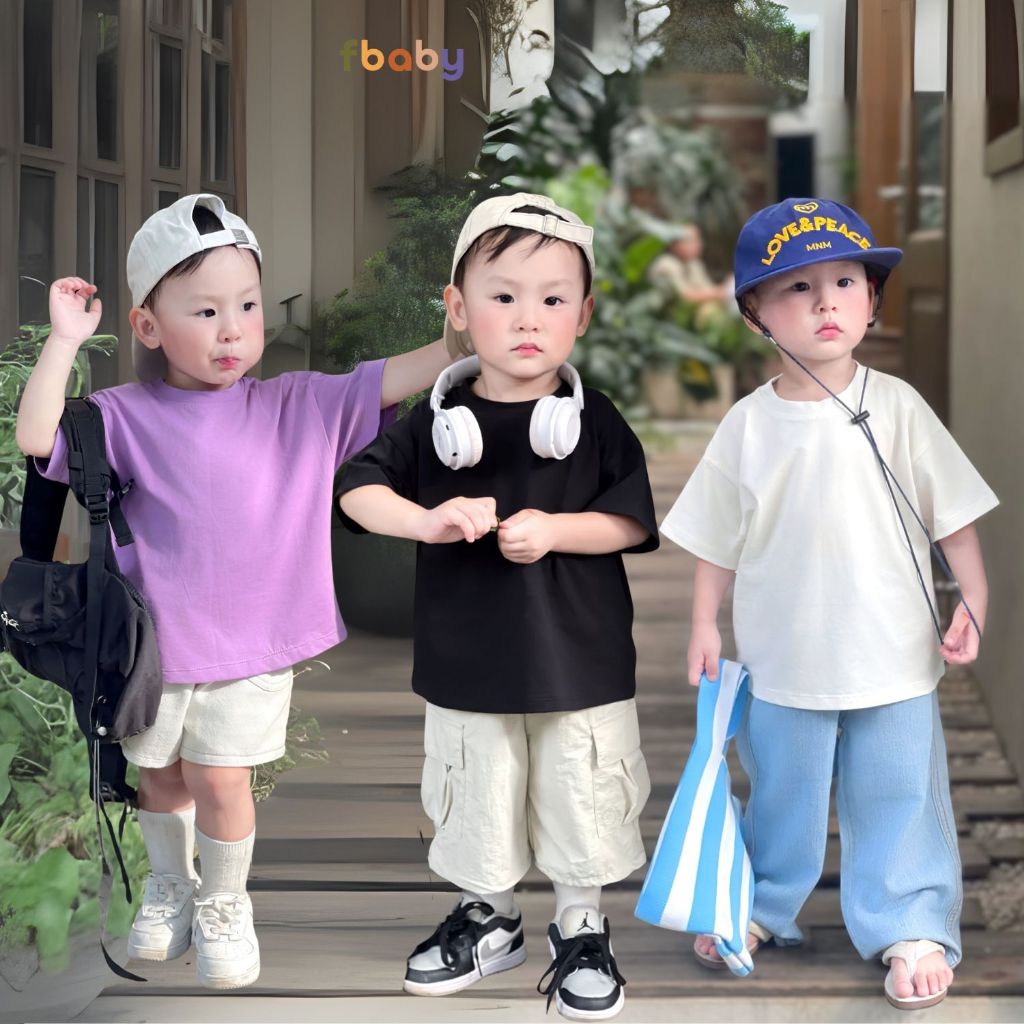 Áo Thun Cộc Tay Bé Trai Bé Gái Fbaby Vải Mùa Hè Cotton Co Giãn 4 Chiều Form Áo Phông Unisex  Basic Mềm Mại Cho Bé