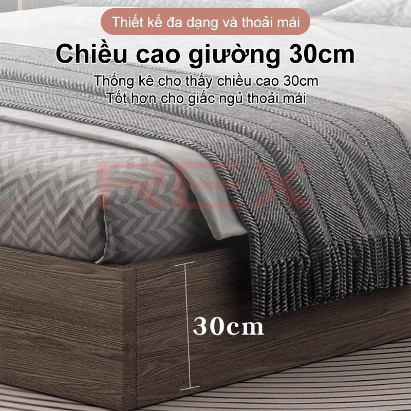 REX Giường gỗ tự nhiên cao cấp  giường đôi 1m5-1m8 có ngăn chứa đồ tiện lợi cho gia phong cách hiện đại | BigBuy360 - bigbuy360.vn