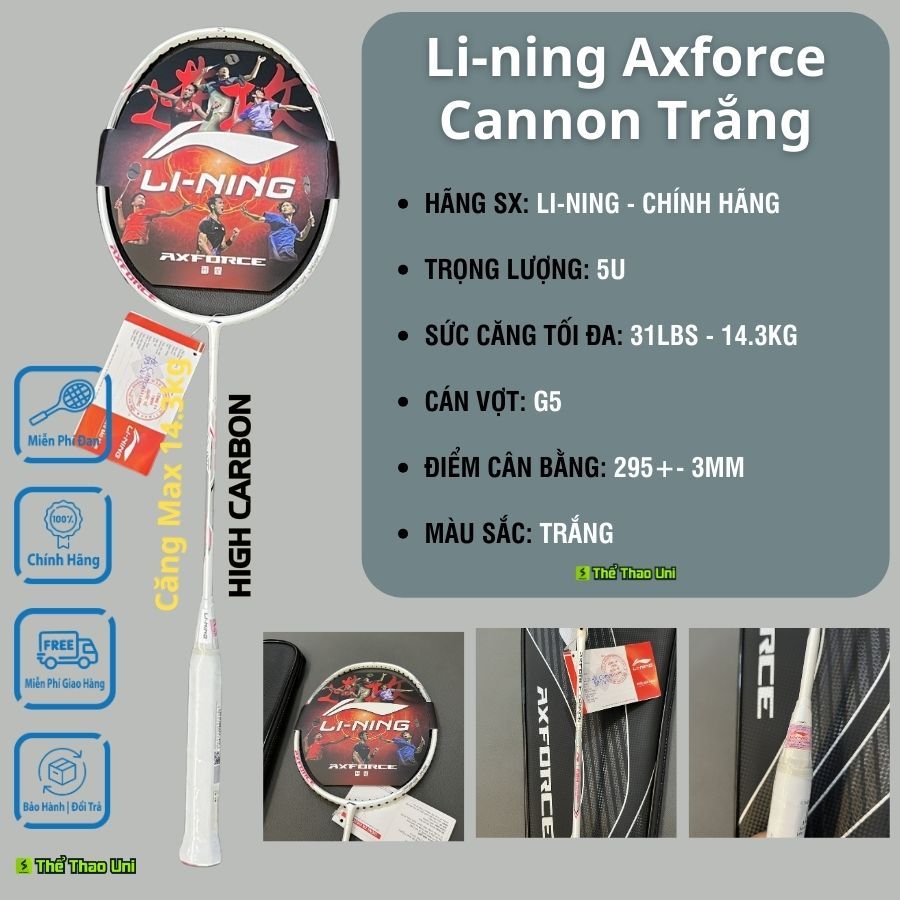 Vợt Cầu Lông Lining Axforce Cannon Trắng Chính Hãng