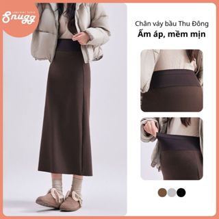 Chân váy bầu thu đông Dandelion cạp cao, dáng dài, mềm mịn, ấm áp Snugg - SNU2280