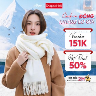 Khăn quàng cổ nữ HUMI quàng cổ mùa đông chất cashmere lông cừu cao cấp ấm áp mềm mịn an toàn cho da