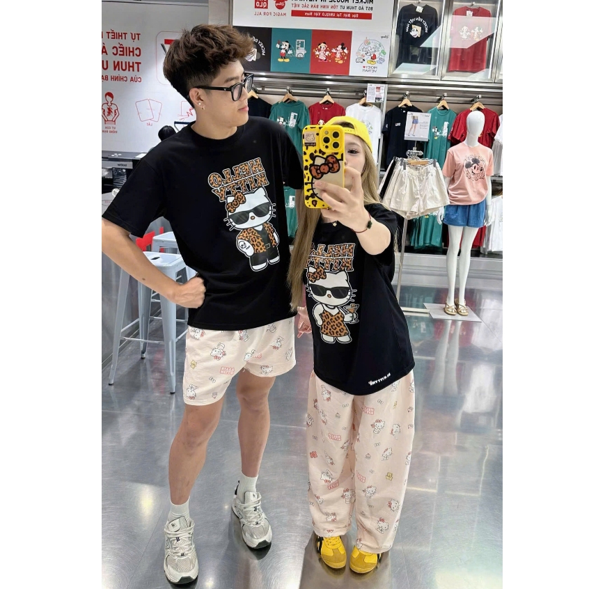 Áo Thun Oversize Mặt Hello Kitty nam siêu cute