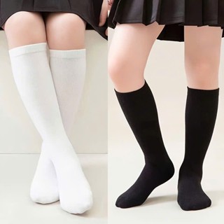  Tất dài đến đùi gối cho bé chống tụt bo chun chất cotton màu đen Trắng 