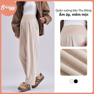  Quần suông bầu thu đông nỉ mềm ống rộng mềm mịn ấm áp hack dáng Dandelion- SNU2282 