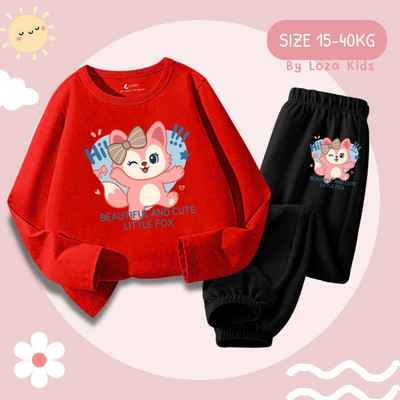Bộ thu đông bé gái in hình LINABELL 2026 - Bộ quần áo dài tay cho bé gái cân nặng từ 15-43kg - Loza Kids BW437