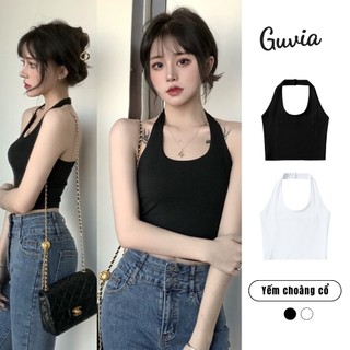  Áo Croptop Nữ Kiểu Yếm Hở Lưng Choàng Cổ Ôm Body Gợi Cảm Áo Yếm Nữ CRT Chất Borip GUVIA CR6 