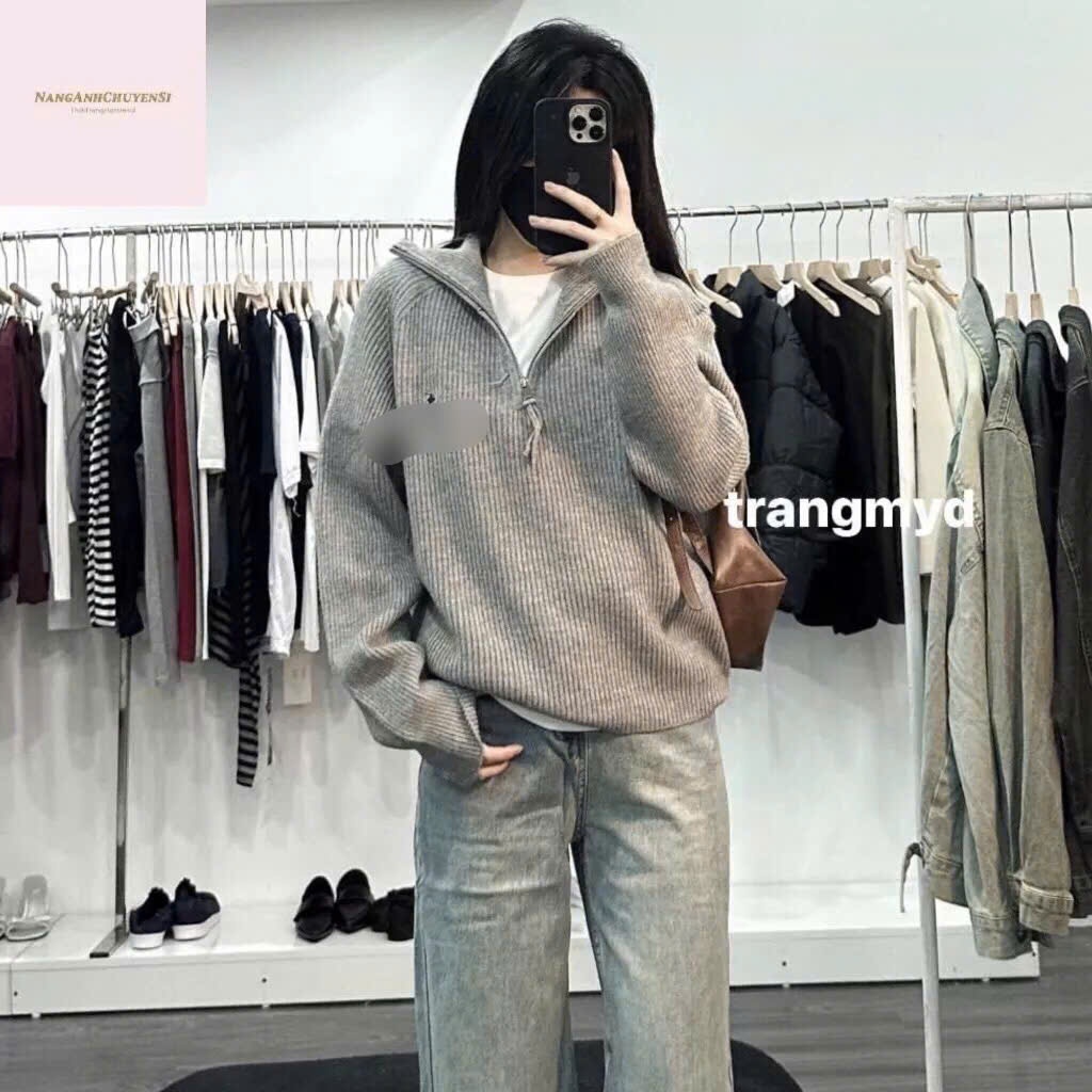 Áo Len Sweater Cổ Lọ Dệt Kim Vải Mềm Mịn From Rộng Tay Dài Phối Ngựa Thêu Nổi Hot 2025 Hàng Qccc Siêu Xinh Nanganhchuyen
