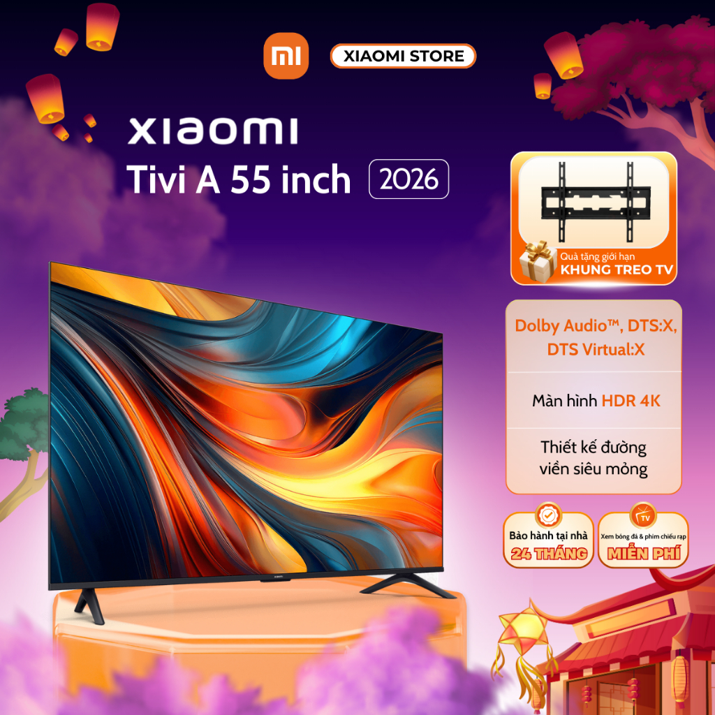 Tivi Xiaomi A 55 Inch 2026 Google TV, Độ Phân Giải 4K - Chính Hãng Bản Quốc Tế - Bảo Hành 2 Năm