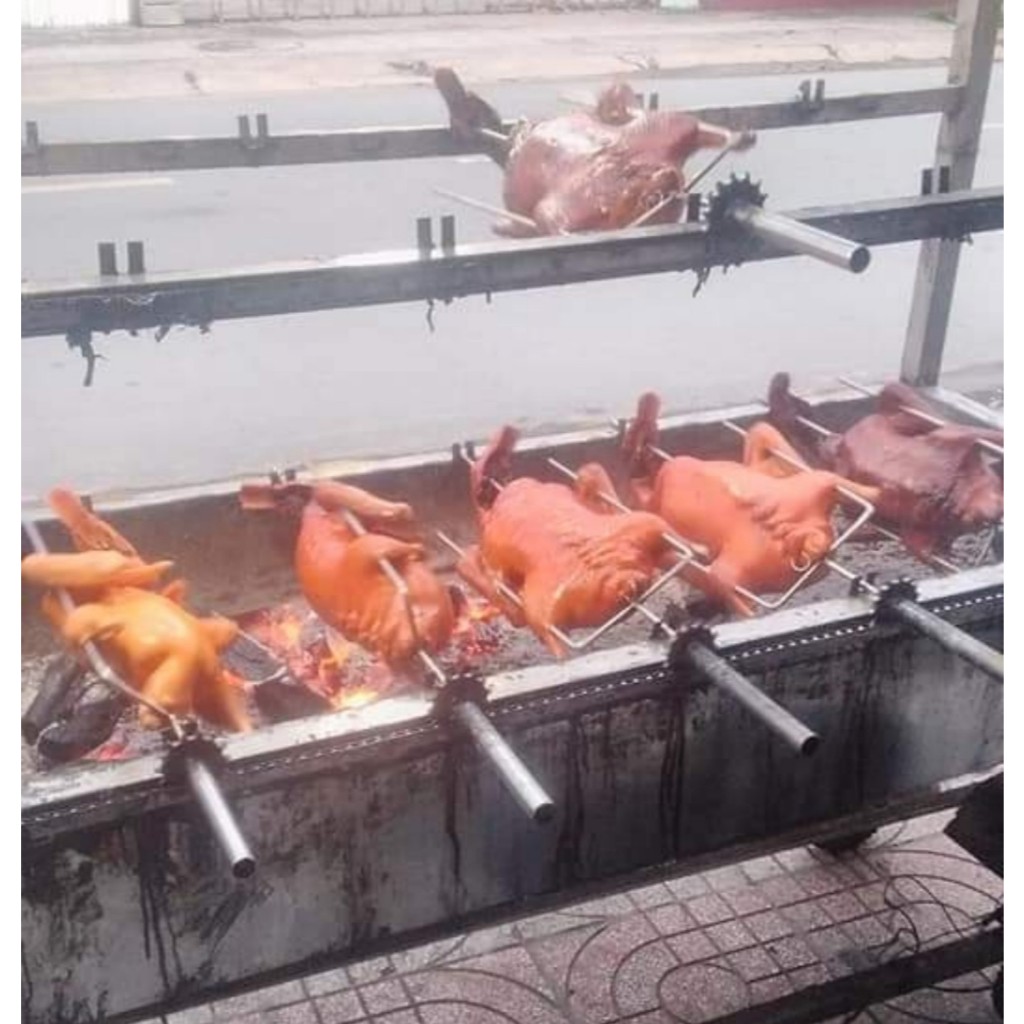 Cây quay gà vịt bằng inox không gỉ cho lò quay xích to xe máy, Xiên 3 cạnh quay gà vịt, Ba chĩa quay