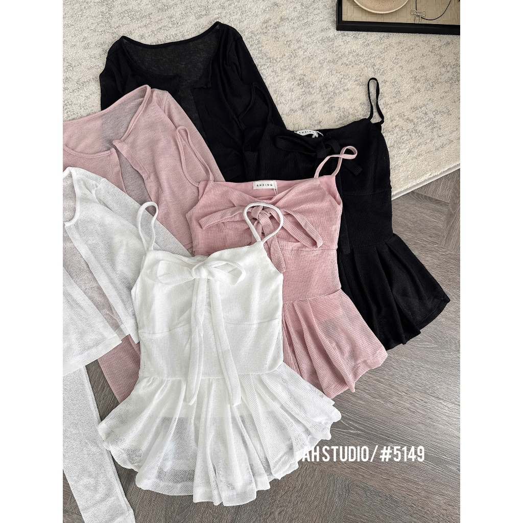 [TẶNG CARDIGAN/ HÀNG QC] SET ÁO 2 DÂY NHÚN NGỰC LEN DỆT KIM KÈM ÁO CARDIGAN MỎNG SIÊU XINH 2MONDAY S53 | BigBuy360 - bigbuy360.vn