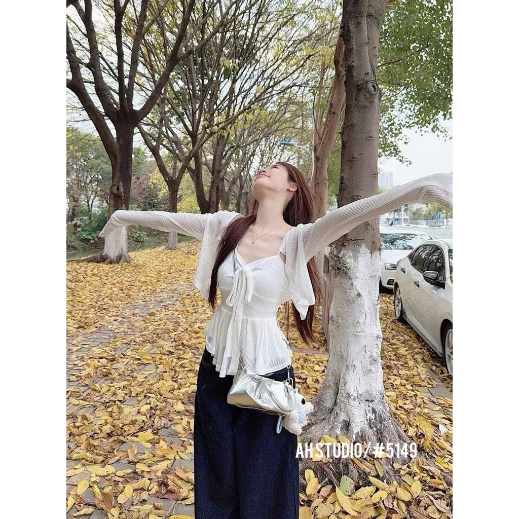 [TẶNG CARDIGAN/ HÀNG QC] SET ÁO 2 DÂY NHÚN NGỰC LEN DỆT KIM KÈM ÁO CARDIGAN MỎNG SIÊU XINH 2MONDAY S53 | BigBuy360 - bigbuy360.vn