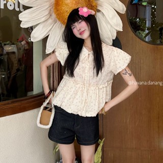   HAVANA  Áo babydoll MINZY in hoa nhí bèo nhún AO645 