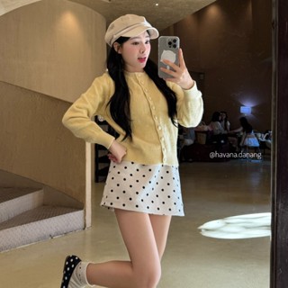 (HÀNG QC) Áo cardigan len lông thỏ mịn cổ tròn phối cúc bọc HAVANA LEN261