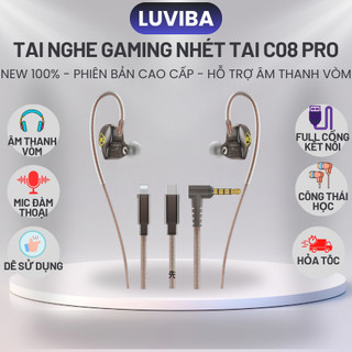  Tai nghe có dây Gaming cho pc laptop điện thoại tai nghe nhét tai in ear dây dù có mic LUVIBA C08 
