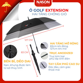 Ô dù Golf 2 tầng mở rộng Nason Umbrella Extension thiết kế độc đáo, 23 inch khi đóng, 27 inch khi mở