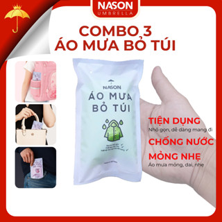 Combo áo mưa trong suốt, áo mưa bỏ túi Nason nhỏ gọn, dễ dàng mang theo, mỏng nhẹ, chống thấm nước