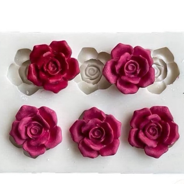 khuôn silicon vỉ 6 hoa hồng 2025 hoa nhỏ 2cm
