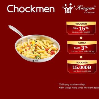  Chảo KINSGEM By CHOCKMEN Size 20-22-24-28cm Inox Cao Cấp Chảo 5 Lớp Đáy Liền Chảo Rán Chiên Xào Dùng Mọi Loại Bếp 