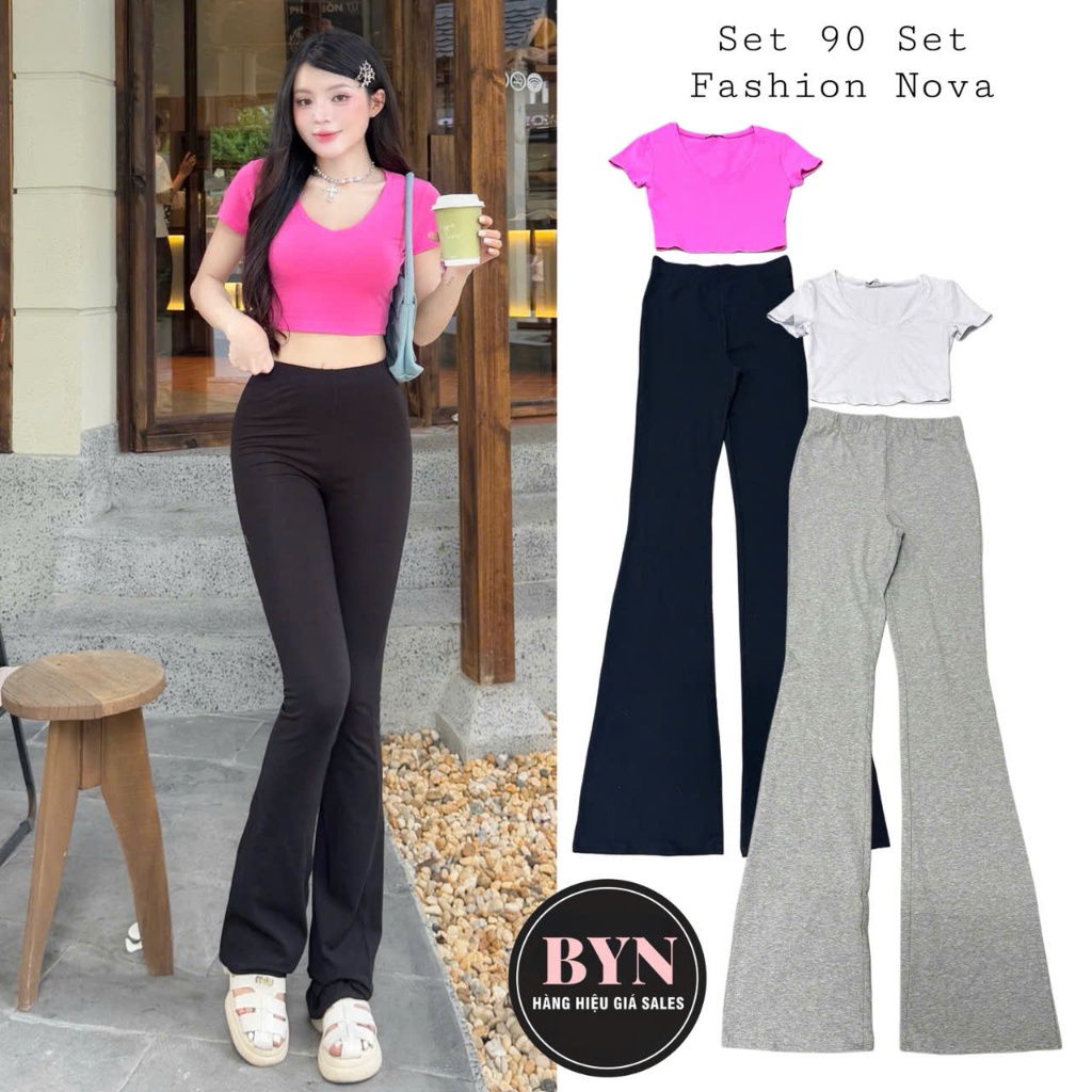 set90 Set bộ quần dài áo tay ngắn fashion nova