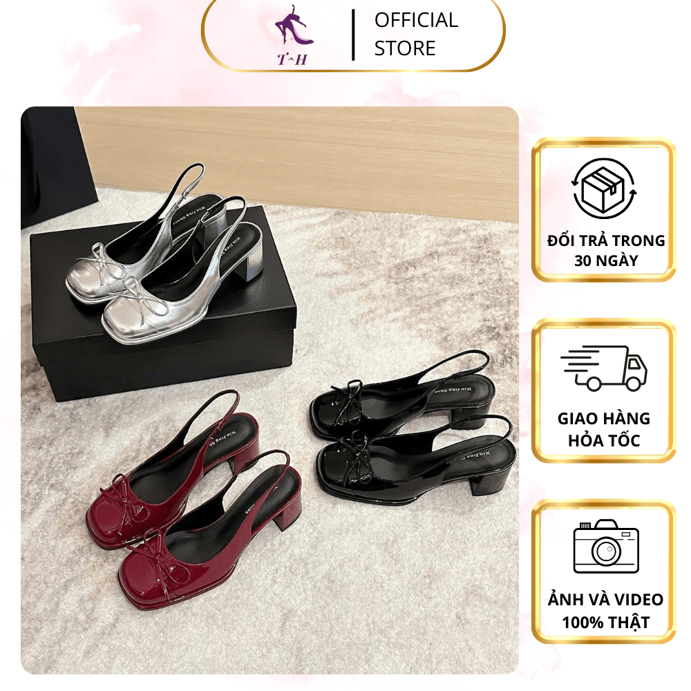 Giày cao gót nữ mũi vuông cao 5P da bóng mềm GGC0014 - Xưởng giày T&H