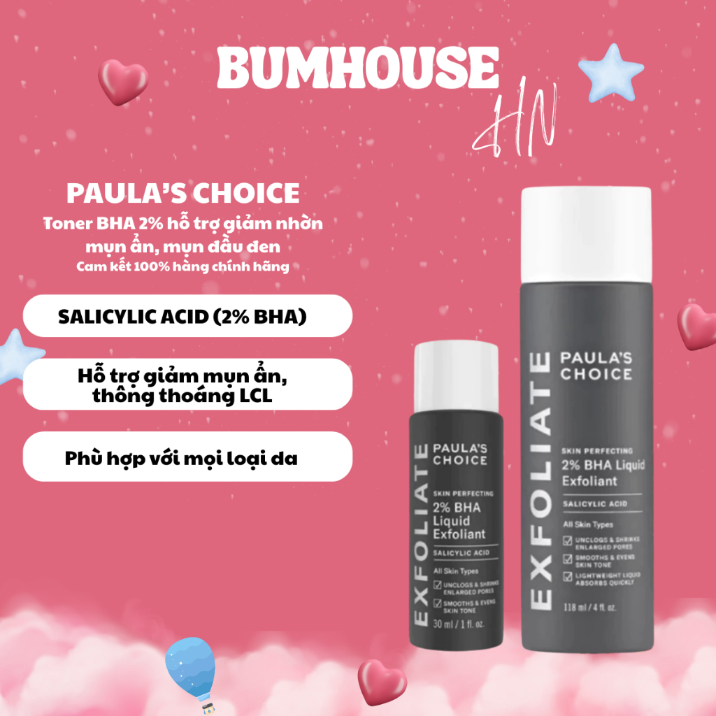 [HÀNG CTY] Toner Paula's Choice Skin Perfecting 2% BHA Liquid Exfoliant Giúp Tẩy Tế Bào Chết, Giảm M
