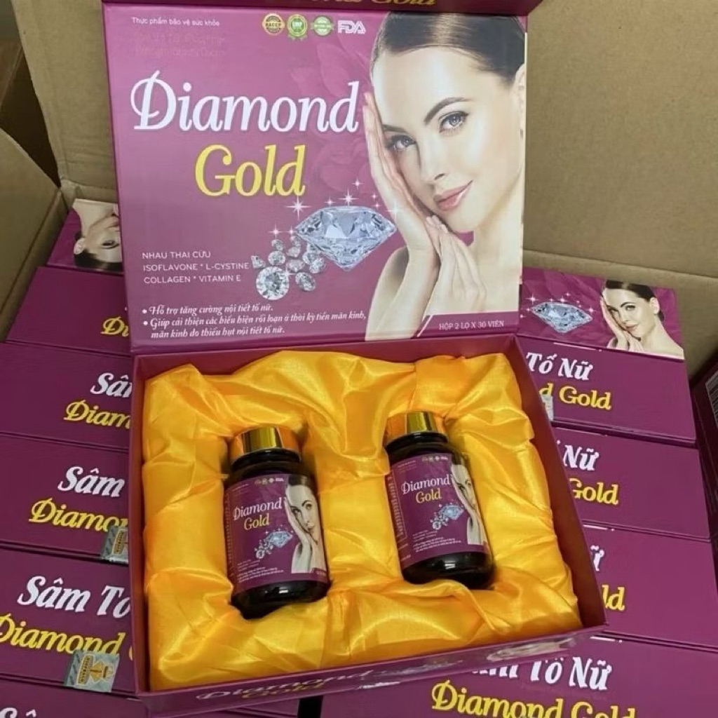 Viên Uống Tăng Cường Nội Tiết Tố Nữ DIAMOND GOLD (Hộp thiếc 60 viên) - Chiết suất từ mầm đậu nành, S
