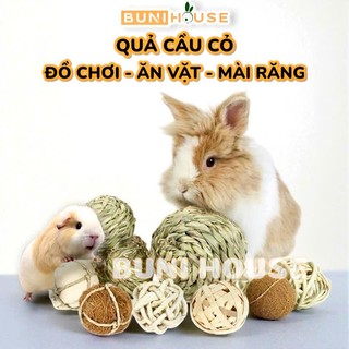 Quả cầu cỏ cho thỏ bọ ú chinchilla quả bóng cỏ đồ chơi cho thú nhỏ mài răng vui chơi giảm stress Bunihouse Buni House