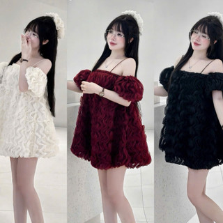  D792  TÁO ĐỎ BIGSIZE 55-90KG  ĐẦM BABYDOLL THIẾT KẾ BIGSIZE PHỐI REN GỢN SÓNG 2 DÂY DÁNG NGẮN 
