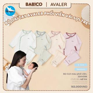 [Avaler Chính Hãng] Bộ Quần Áo Sơ Sinh Dài Tay Avaler Nền Màu Phối Viền Vải Sợi Tre  Mẫu Mới