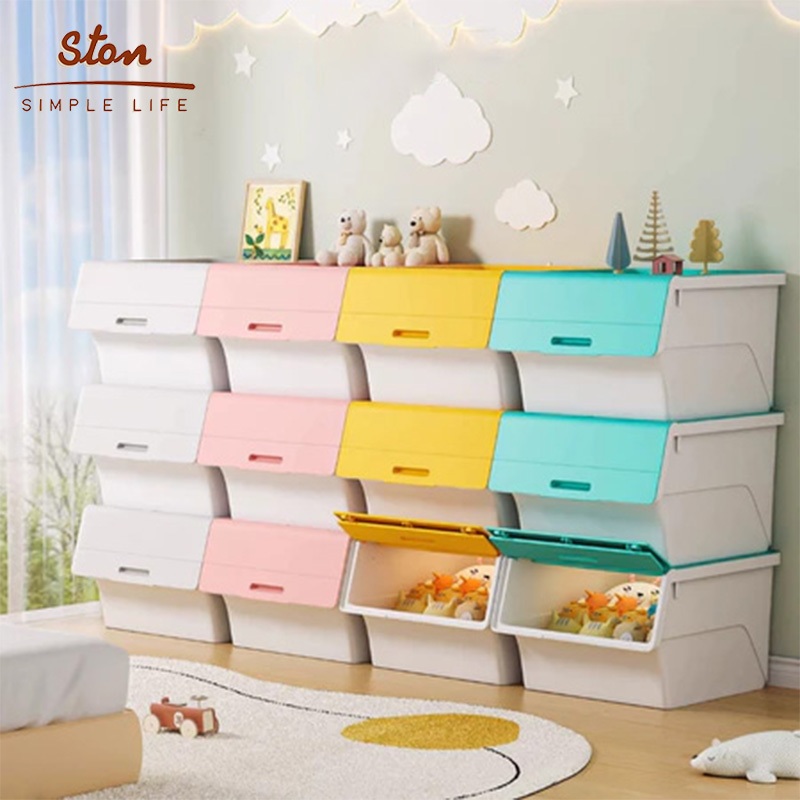 STON Hộp Đựng Đồ Chơi Nắp Lật hộp đựng quần áo đồ Hộp lưu trữ gia dụng Có Bánh Xe