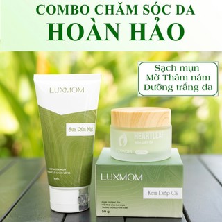  Combo Luxmom gồm : Kem diếp cá + Sữa rửa mặt Trắng Mịn Hết Mụn Thâm Mờ Sạm Nám Trẻ Hóa Da An toàn cho Mẹ Bầu & Sau Sinh 