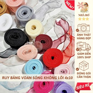 Ruy băng voan sóng ren bèo đuôi cá 4x10 tiết kiệm gói quà gói hoa nơ handmade DIY - Hoa Sáp Nhà Bơ